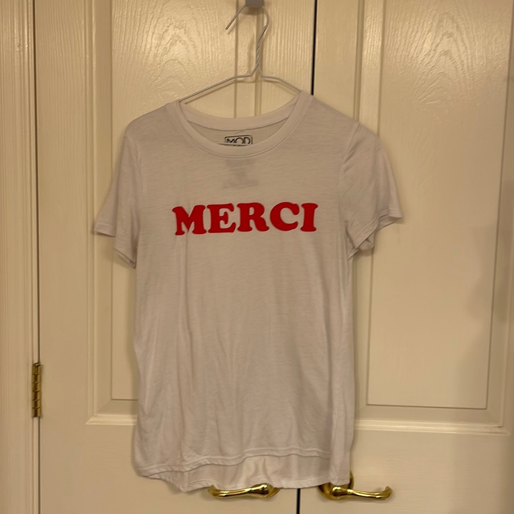 White “Merci” Tee